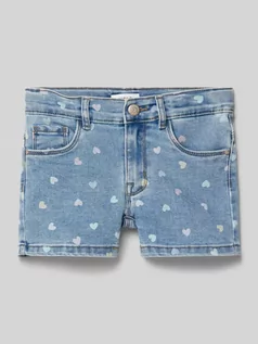 Spodnie i spodenki dla dziewczynek - Szorty jeansowe o kroju slim fit ze wzorem na całej powierzchni model ‘SALLI’ - grafika 1