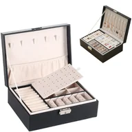 Pudełka i szkatułki - Szkatułka na biżuterię na kluczyk, DUŻA Czarna - miniaturka - grafika 1