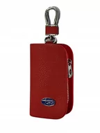 Etui na klucze - SKÓRZANE ETUI na klucze SUBARU logo KLUCZYK samochodowy ELEGANCKI czerwony - miniaturka - grafika 1
