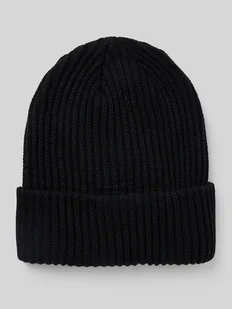 Czapka beanie z prążowanej dzianiny z brzegiem model ‘HEXO’ - Czapki damskie - miniaturka - grafika 1