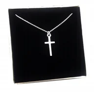 Łańcuszki - Łańcuszek z krzyżykiem krzyżyk srebro 50 cm - miniaturka - grafika 1