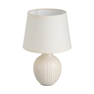 Kremowa ceramiczna lampa stołowa z tekstylnym kloszem (wys. 28 cm) – Casa Selección - Noże stołowe - miniaturka - grafika 1