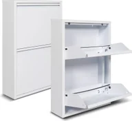 Szafki na buty - NATURN Living metalowa szafka na buty, 2 drzwi - 50 x 15 x 71,5 cm - półka na buty - rozwiązanie do przechowywania - oszczędność miejsca - szafka - organizer - matowa biel - miniaturka - grafika 1