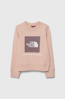 Bluzy dla dziewczynek - The North Face bluza bawełniana dziecięca REDBOX CREW kolor różowy z nadrukiem - grafika 1
