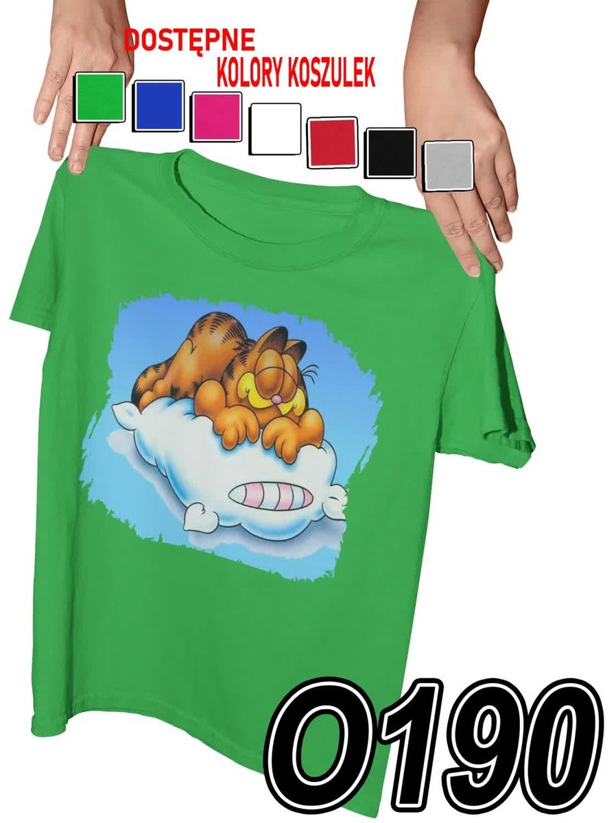 Koszulka Dziecięca Z Nadrukiem Kot Garfield Bajki Rudy - L 146-152