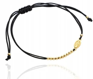 Złota bransoletka sznurkowa różaniec z różańcem dziesiątka srebro 925 - Bransoletki - miniaturka - grafika 1