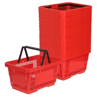 Torby i wózki na zakupy - Zestaw 15x Koszyk zakupowy do przechowywania 2 rączki 22L czerwony KTD - miniaturka - grafika 1
