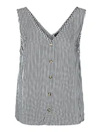 Koszulki i topy damskie - VERO MODA Women's VMBUMPY SL WVN NOOS Top, Snow White/Stripes:India Ink, XS, Snow White/Stripes:India Ink, XS - miniaturka - grafika 1