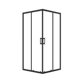Kabiny prysznicowe - Laveo Desna Kabina prysznicowa kwadratowa 80x80x185 cm drzwi rozsuwane profile czarne szkło transparentne JKD786K - miniaturka - grafika 1