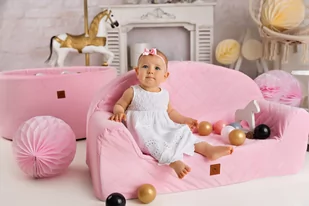 Royal Child Sofa różowa pikowany velvet - Fotele i pufy dla dzieci - miniaturka - grafika 1