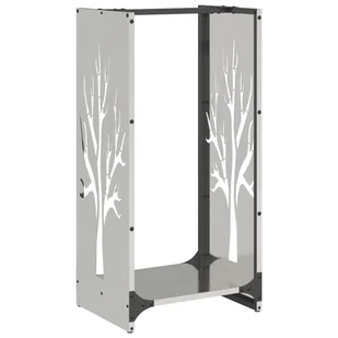 vidaXL Stojak na drewno opałowe 40x30x80 cm Stal nierdzewna - Wózki magazynowe - miniaturka - grafika 1