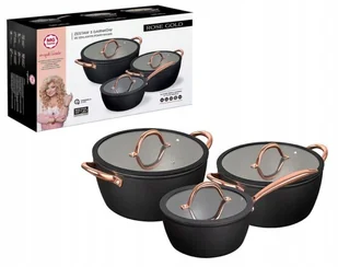 Zestaw garnków MG Home Rose Gold 6 elementów aluminium 16 cm 20 cm 24 cm - Zestawy garnków i patelni - miniaturka - grafika 1