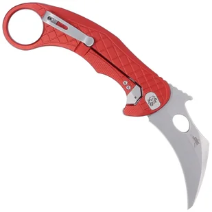 Nóż składany LionSteel L.E.One Karambit Red Aluminium, Stone Washed MagnaCut by Emerson Design (LE1 A RS) - Noże - miniaturka - grafika 3