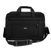 Torby męskie - Torba na laptop materiałowa Solier SM02 Lindis czarna - miniaturka - grafika 1