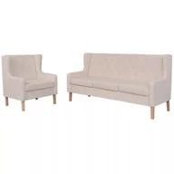 Komplety wypoczynkowe - vidaXL Zestaw wypoczynkowy sofa i fotel, kremowe - miniaturka - grafika 1