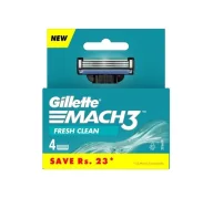 Akcesoria i części do maszynek do golenia - Gillette Mach3 Fresh Clean wkłady do maszynki do golenia dla mężczyzn 4 sztuki - miniaturka - grafika 1