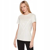 Koszulki i topy damskie - GUESS KOSZULKA DAMSKA T-SHIRT ADELE BEŻOWA r.S - miniaturka - grafika 1