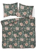 Pościel - Pościel perkal z bizą 160x200 5242a zielona kwiaty - miniaturka - grafika 1