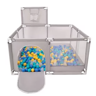 Selonis Boisko KK-100X z piłeczkami 6cm szary: niebieski-turkus-żółty-transparent 125x125x105/900piłek - Maty edukacyjne - miniaturka - grafika 1