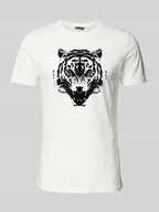 Koszulki męskie - T-shirt z prążkowanym okrągłym dekoltem - miniaturka - grafika 1