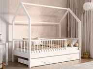 Łóżka dla dzieci i młodzieży - Łóżko dziecięce Domek 80x160 z szufladą i stelażem kolor biały D9S - miniaturka - grafika 1