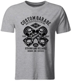 Koszulka Custom Garage, Prezent dla Motocyklisty, szara, roz. S - Koszulki męskie - miniaturka - grafika 1