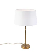 Lampy stojące - QAZQA Lampa stołowa regulowana brąz klosz lniany biały 35cm - Parte - miniaturka - grafika 1