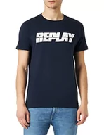 Koszulki męskie - Replay T-shirt męski, Niebieski 085, S - miniaturka - grafika 1