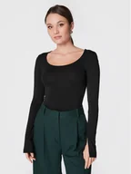 Bluzki damskie - Gina Tricot Bluzka Agnes 18445 Czarny Slim Fit - miniaturka - grafika 1