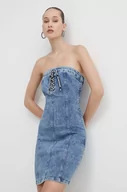 Sukienki - Karl Lagerfeld Jeans sukienka jeansowa kolor niebieski mini dopasowana - miniaturka - grafika 1