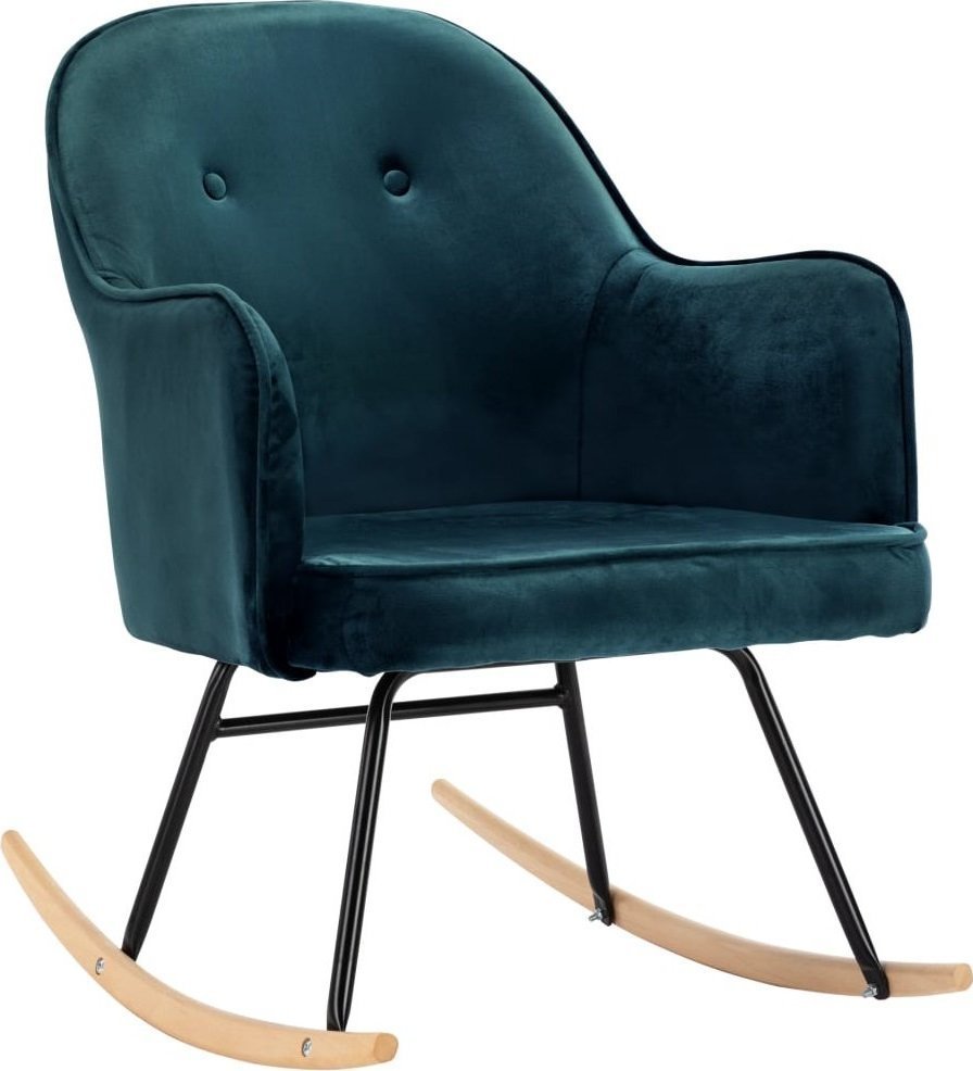 Elior Niebieski aksamitny fotel bujany Revers