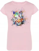 Koszulki i topy damskie - Tygrys Kolorowy Damski Modny T-shirt Nadruk R.XL - miniaturka - grafika 1