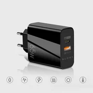 Ładowarki do telefonów - Ładowarka sieciowa szybka Alogy Quick Charge QC 3.0 USB-A + USB-C PD 65W czarna - miniaturka - grafika 1