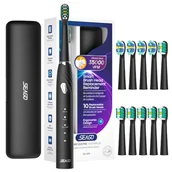 Szczoteczki elektryczne - Seago soniczna szczoteczka do zębów SG-2316 czarna ,10 końcówek + etui - miniaturka - grafika 1