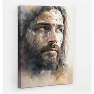 Ikony i obrazy sakralne - Akwarela Portret Jezusa - obraz polycanvas, 20x30 - miniaturka - grafika 1