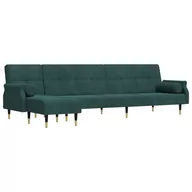 Narożniki - Sofa rozkładana L, ciemnozielona, 271x140x70 cm, aksamit Lumarko! - miniaturka - grafika 1