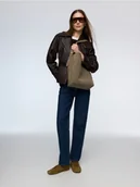 Torebki damskie - Reserved - Zamszowa torebka shopper - jasnoszary - miniaturka - grafika 1