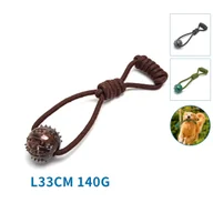 Zabawki dla psów - Zabawka Z Bawełnianego Sznura Z Piłką I Uchwytem Z Tpr Dla Psa - miniaturka - grafika 1