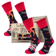 Skarpetki męskie - Comodo Komplet 2 Par Bawełnianych Skarpetek Uniseks, Wesołe Kolorowe Straż, Rozmiar 35-38, Cienkie, W Pudełku Prezentowym. - miniaturka - grafika 1