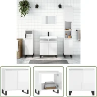 Szafki łazienkowe - The Living Store Szafka łazienkowa biały wysoki połysk 58x33x60 cm materiał drewnopochodny - miniaturka - grafika 1