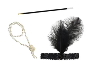 Zestaw retro czarny - 1 komplet. - Dodatki do strojów karnawałowych - miniaturka - grafika 1