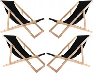 Leżaki ogrodowe - vidaXL Zestaw 4 lezaków, czarnych, zmontowane, woodok - miniaturka - grafika 1