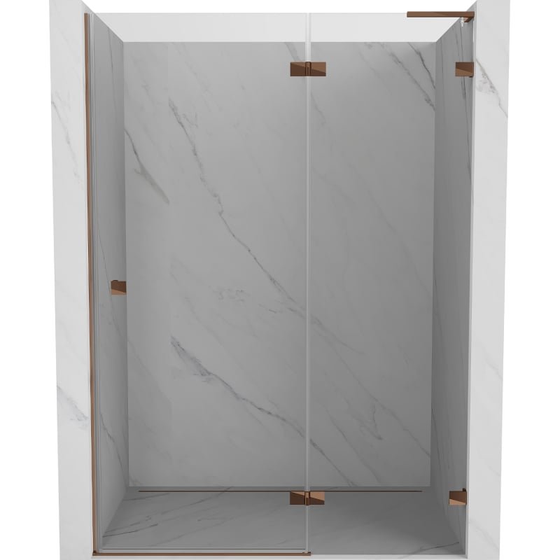 Mexen Lunar L drzwi prysznicowe uchylne prawe 140 cm, transparent, różowe złoto - 834L-140-000-60-00-P