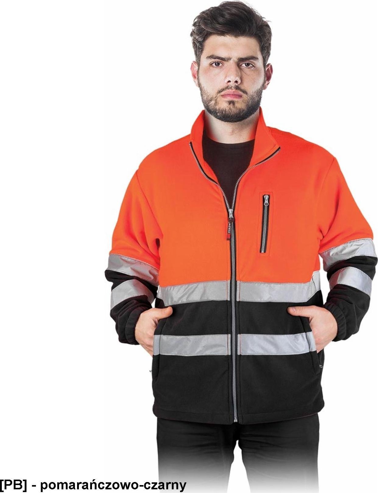 R.E.I.S. POLSTRIP - bluza polarowa z pasami odblaskowymi - pomarańczowo-czarny 3XL