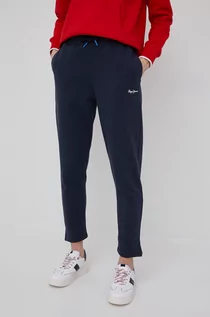 Spodnie damskie - Pepe Jeans spodnie bawełniane CALISTA PANTS damskie kolor granatowy gładkie - grafika 1
