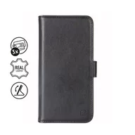 Etui i futerały do telefonów - Crong Premium Booklet Wallet - Skórzane etui iPhone 11 Pro Max z kieszeniami + funkcja podstawki (czarny) - miniaturka - grafika 1