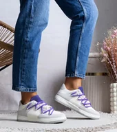 Botki damskie - Szare sneakersy fioletowe sznurówki Arcobaleno -37 - miniaturka - grafika 1