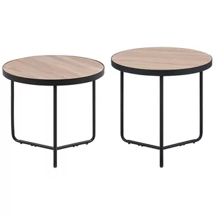 Beliani Zestaw 2 stolików kawowych jasne drewno MELODY Small and Medium - Ławy i stoliki kawowe - miniaturka - grafika 1