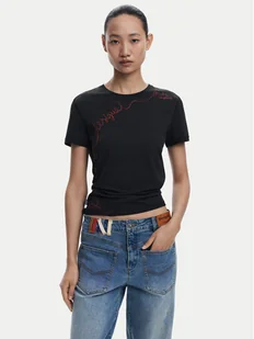 Desigual T-Shirt Charly 25WWTK08 Czarny Regular Fit - Koszulki i topy damskie - miniaturka - grafika 1