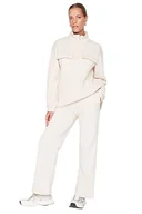 Spodnie damskie - Trendyol Damskie spodnie dresowe o normalnej talii z prostymi nogawkami, Brown, M - miniaturka - grafika 1